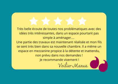 Témoignage de manuela suite à un coaching pour l'aménagement de son garage en studio et chambre d'enfant pour des passionnées de voile