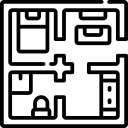pictogramme du plan 2D de l'aménagement intérieur d'une maison dans le cadre d'un coaching individuel