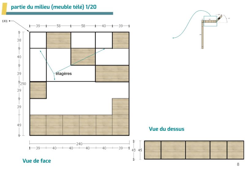 plan d'un meuble sur mesure - offre prémium ou en option d'un atelier ou d'un ocaching