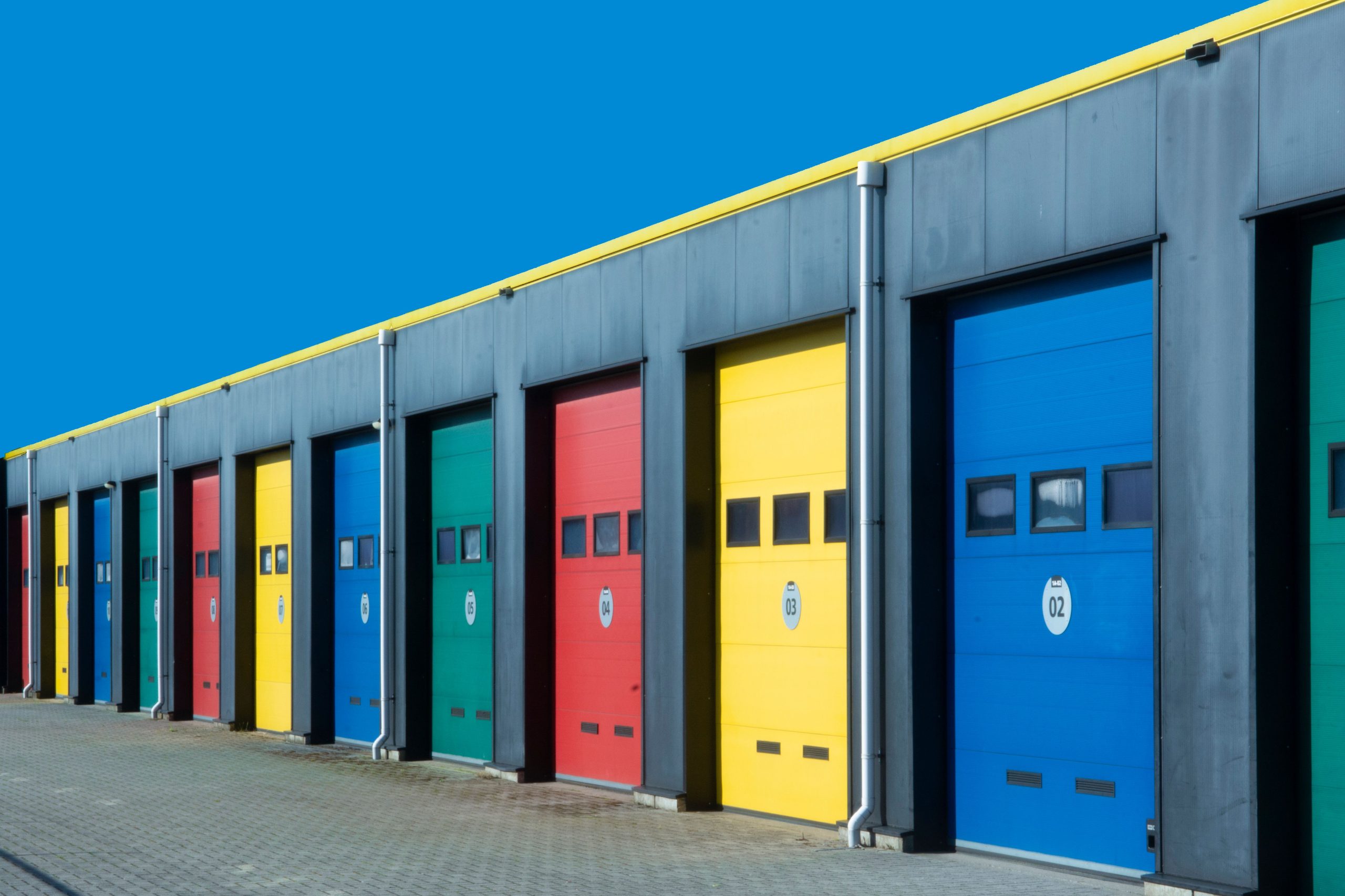 Portes garage industrielles colorees multicolores
